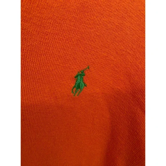 Vintage‎ Polo Ralph Lauren V Neck Sweater Pima Cotton Orange Size Large - Picture 3 of 6
